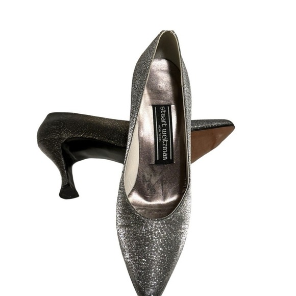 Stuart Weitzman Silver Gray Sparkle Heels Size 7B Excellent Condition - Picture 11 of 16